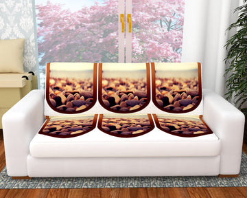 Nendle Velvet Digital Print 5 Seater Sofa Cover Set for Living Room (Multicolour, 6 Pieces)